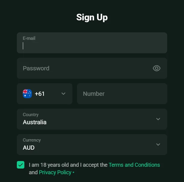 Casino Goldex registration form
